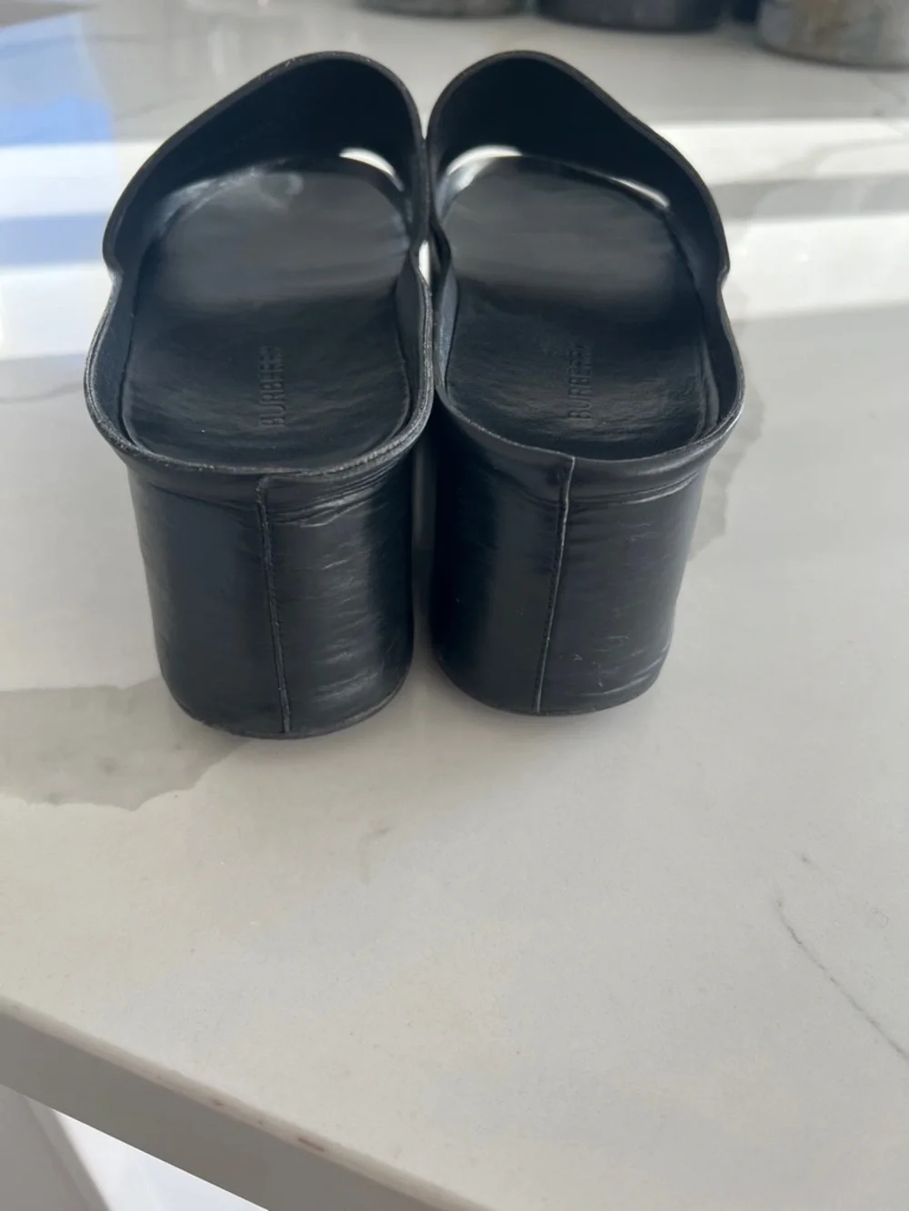 Burberry Black Leather Platform Slide - Picture 5 of 7